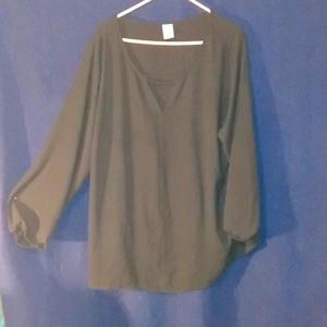 Women's solid black light weight long sleeve blouse